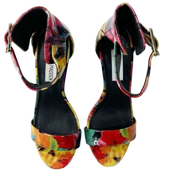 Steve Madden Marlene Open Toe Floral Ankle Strap Stiletto Heel - Picture 2 of 8